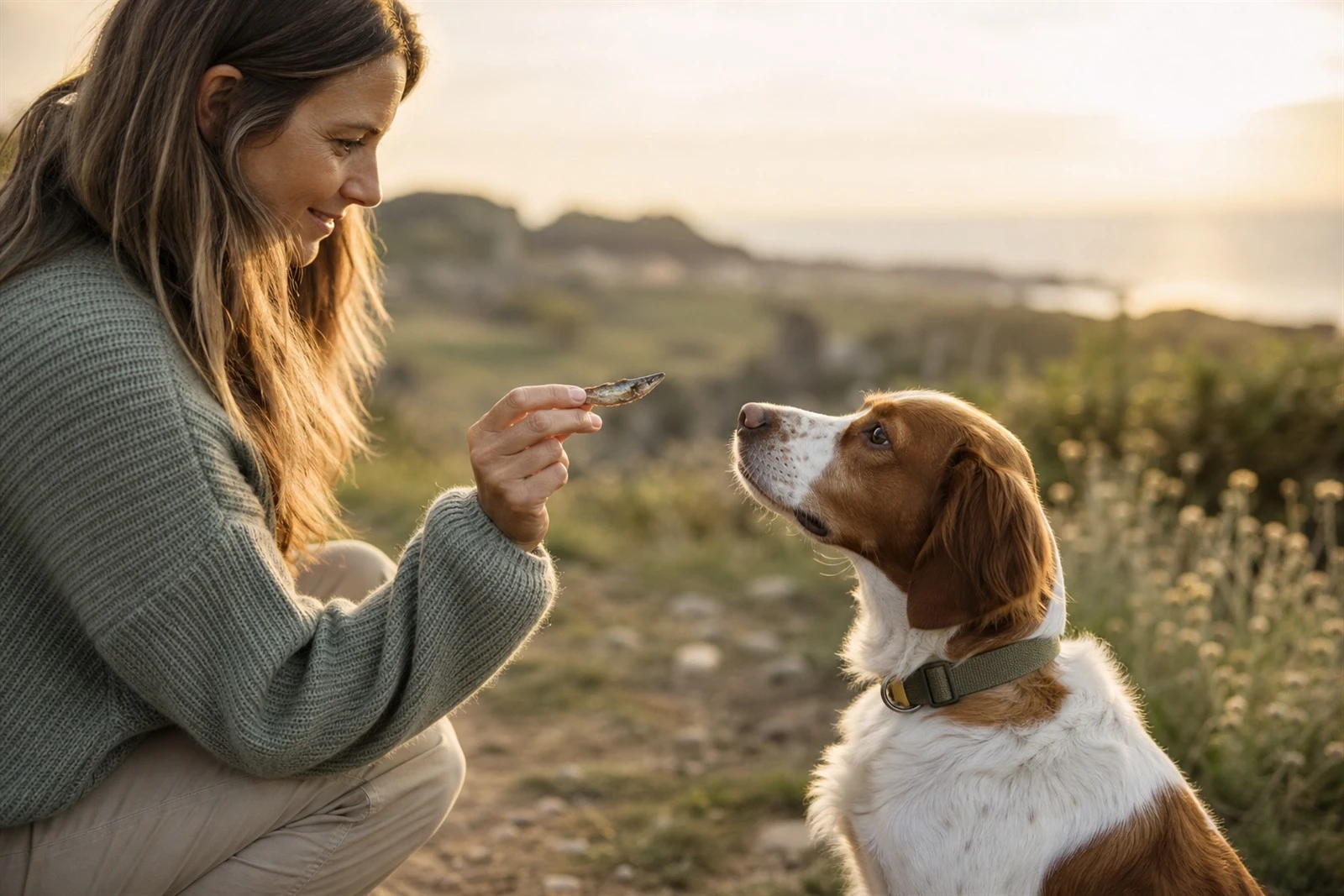 Éducation positive du chien avec friandises naturelles